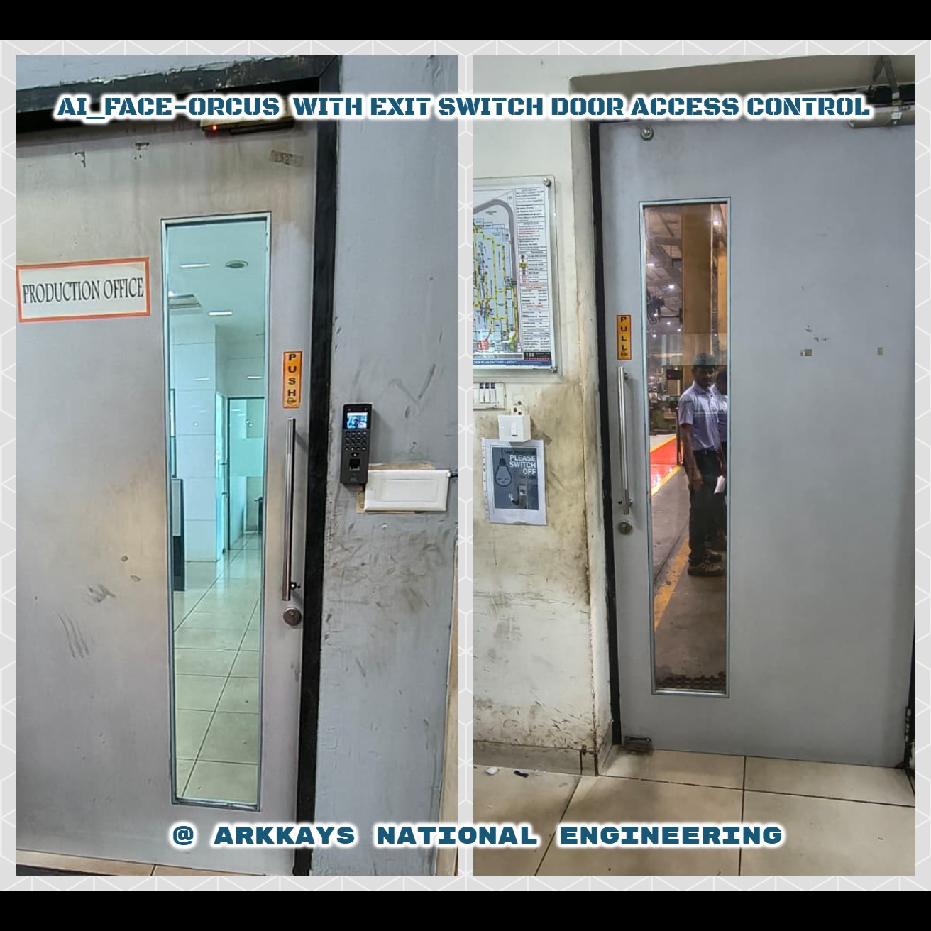 AI Face Orcus with Exit Switch Door Access Control Installation